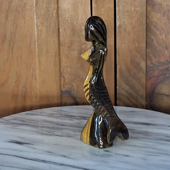 Elegant Wooden Mermaid Sculpture - Picture 10 of 11